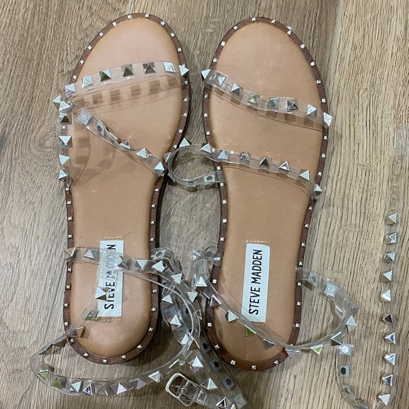Steve Madden Clear Travel Studded Sandals - Picture 6 of 7